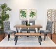 Ashford 6-Piece Dining Set, Hairpin Dining Table with 4 Chairs and Bench, 4 Color Options