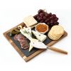 Hecef Cheese Board with Removable Black Slate and Cutlery Knife, Charcuterie Serving Platter