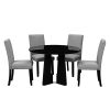 5-Piece Round Dining Table set, 43-Inch Modern Dining Table and 4 Upholstered Chairs for Dining Room, Kitchen Room, Living Room, Easy Assembly