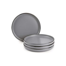 Thyme & Table Dinnerware Gray Ava Stoneware Salad Round Plates, 4 Pack