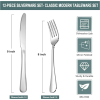 12 Pcs Silverware Set with 6 Dinner Knives and 6 Dinner Forks, Boriyuan Silver Stainless Steel Flatware Set