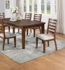 Contemporary Style 7pc Dining Set Table w 6 Drawers 6x Side Chairs Ladder Back Walnut Finish Kitchen Dining Room