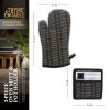 Thyme & Table 2-Piece Set Oven Mitt & Pot Holder, Black & White Print