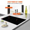 VEVOR Electric Cooktop, 2 Burners, 12'' Induction Stove Top, Built-in Magnetic Cooktop 1800W, 9 Heating Level Multifunctional Burner