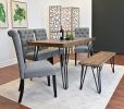 Ashford 6-Piece Dining Set, Hairpin Dining Table with 4 Chairs and Bench, 4 Color Options