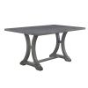 TREXM 6-Piece Farmhouse Dining Table Set, Rectangular Trestle Table and 4 Upholstered Chairs & Bench for Dining Room (Antique Gray)