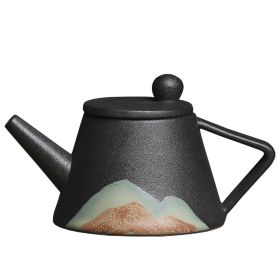 Teapot Ceramic Single Pot Underglaze Color Set Japanese Household Teapot (Color: black)