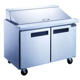 Dukers Commercial Double Door Salad Prep Table Refrigerator (Model: Mega Top, Material: Stainless Steel)